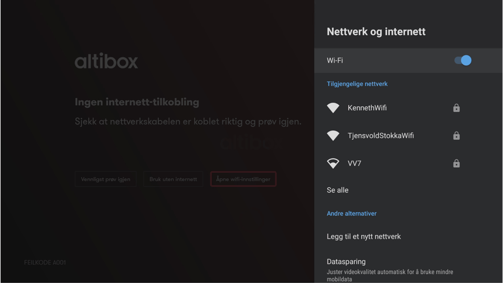 Velg nettverk